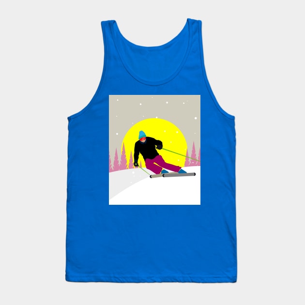 Skier Snow Mountains Extreme Sport Tank Top by flofin